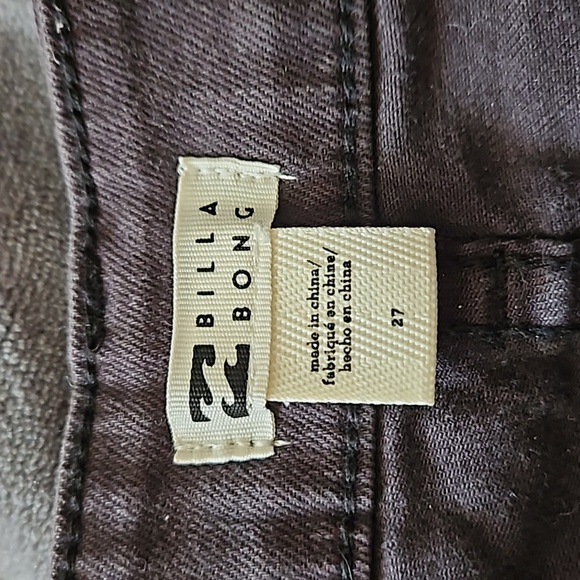 Billabong Button Fly Raw Hem Distressed Black Jean Short - Picture 7 of 7